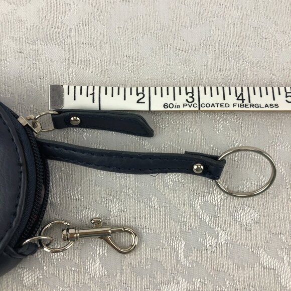 Tyler Rodan Round Navy Blue Faux Leather Zippered Coin Pouch with Unicorn Charm - Picture 11 of 15